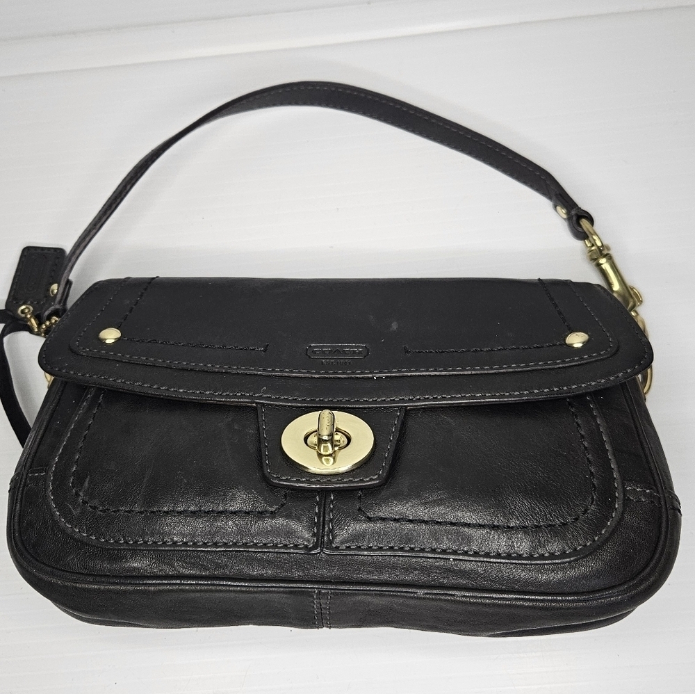 RARE Coach Hampton Vintage Y2K Turnlock Wristlet Clutch – Deep Chocolate Brown - Picture 5 of 15